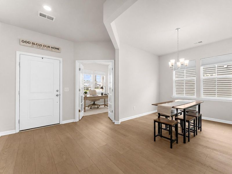 Furnished interior view inside a new home in Lindera Preserve at Cane Bay Plantation, Summerville (Image 38). Furnished interior view inside a new home in Lindera Preserve at Cane Bay Plantation, Summerville (Image 38).