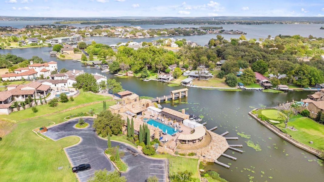 Drone / aerial view of a nearby body of water