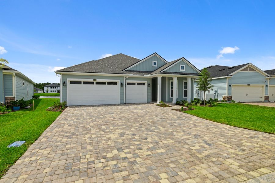 Representative exterior photo of a completed home built from the Aurora by Riverside Homes in Hidden Creek at SilverLeaf Phase 1, St. Augustine, FL (Image 30).
