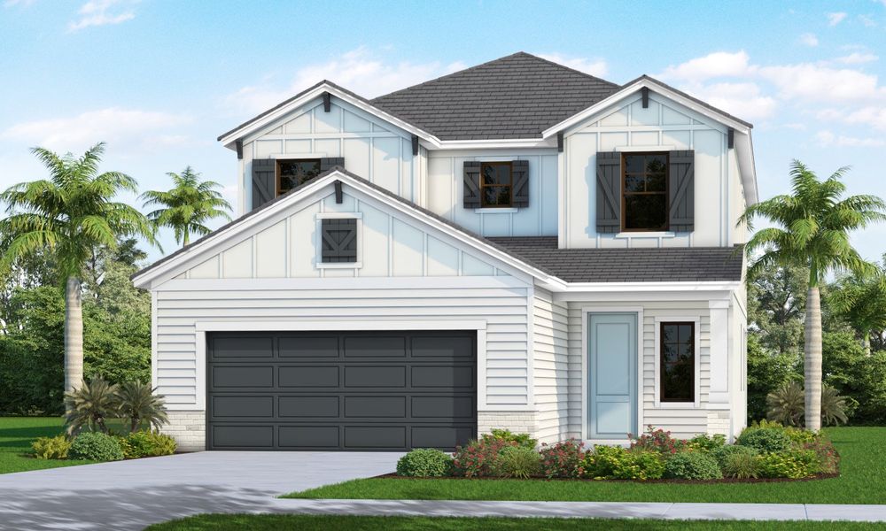 Representative exterior photo of a completed home built from the Vision by Neal Communities in Palm Grove, Bradenton, FL (Image 5). Representative exterior photo of a completed home built from the Vision by Neal Communities in Palm Grove, Bradenton, FL (Image 5).