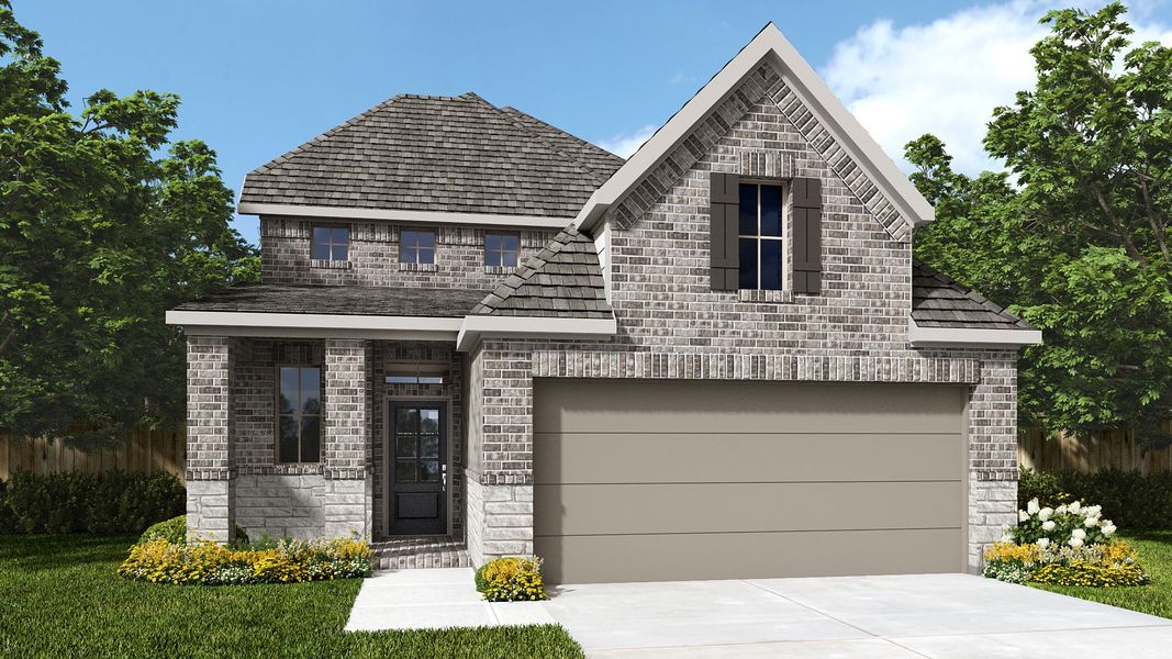 Representative exterior photo of a completed home built from the 2330W by Perry Homes in Santa Rita Ranch Tierra Rosa, Liberty Hill, TX (Image 7).