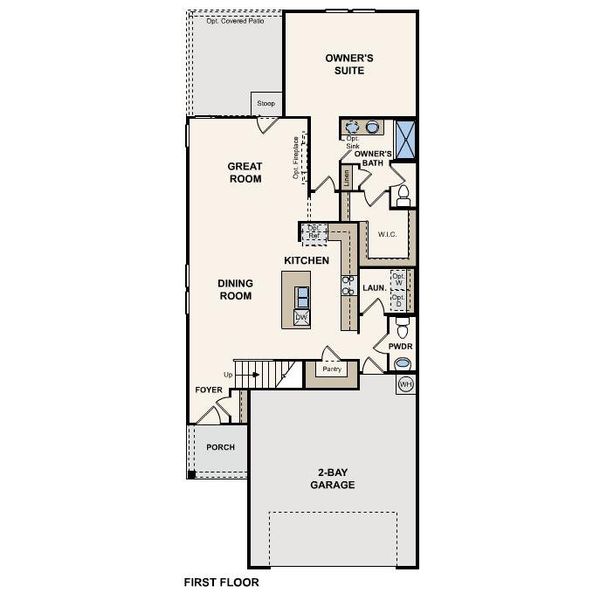 2D floor plan layout of this home in Eastwood at Sonterra, Jarrell, TX (Image 3).