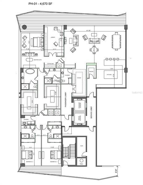 2D floor plan layout of this home in The Ritz-Carlton Residences, Tampa, FL (Image 3). 2D floor plan layout of this home in The Ritz-Carlton Residences, Tampa, FL (Image 3).
