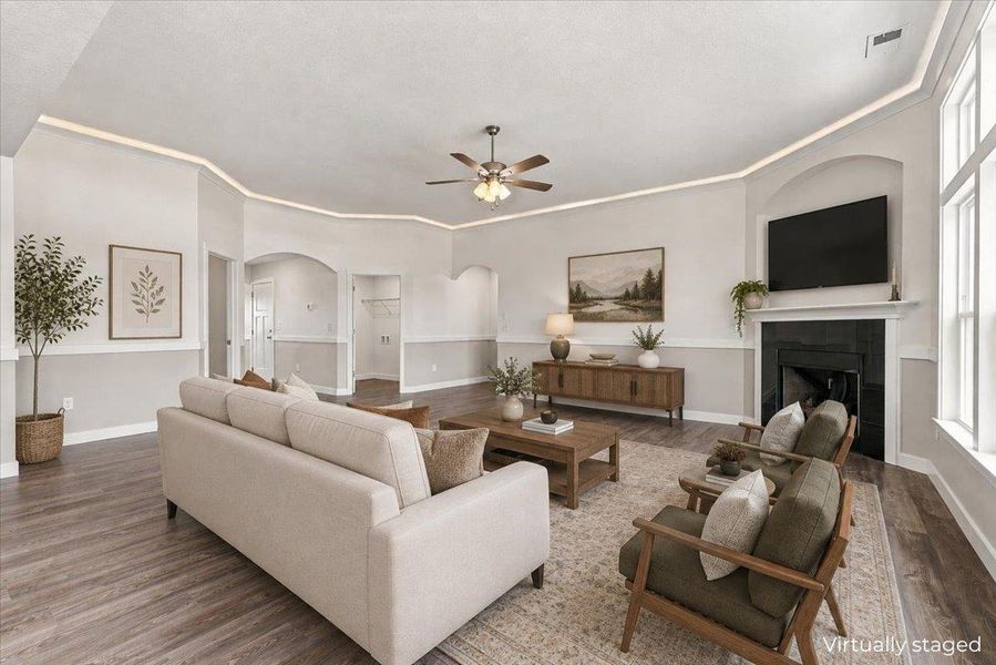 Furnished interior view inside a new home in Davis Heights, Inman (Image 6). Furnished interior view inside a new home in Davis Heights, Inman (Image 6).