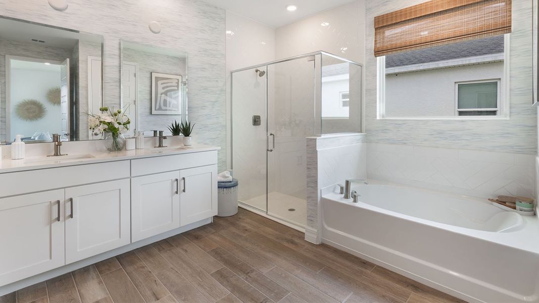 Representative furnished interior of a home built from the DENHAM by D.R. Horton in Lakes of Mount Dora, Mount Dora (Image 25).