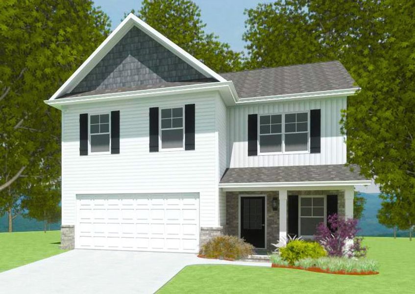 Representative exterior photo of a completed home built from the The Abigail by Smithbilt Homes in Farm At Riverbend, Pigeon Forge, TN (Image 1).