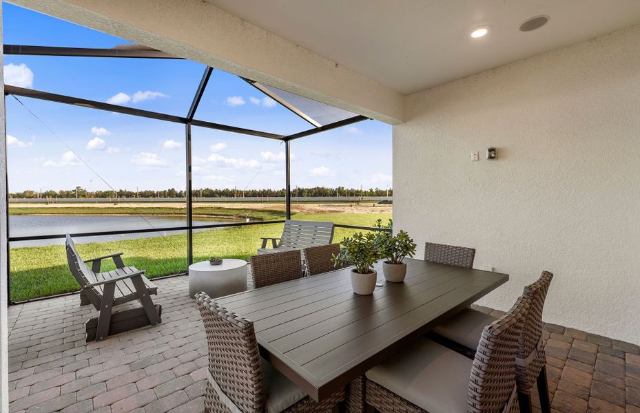 Screened-in lanai space with extended patio option Screened-in lanai space with extended patio option