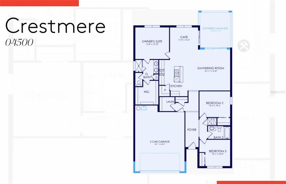 2D floor plan layout of this home in The Strand at Cedar Grove, North Port, FL (Image 4).