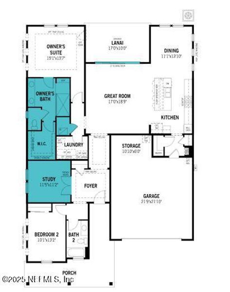 2D floor plan layout of this home in RiverTown - WaterSong, St. Johns, FL (Image 3).