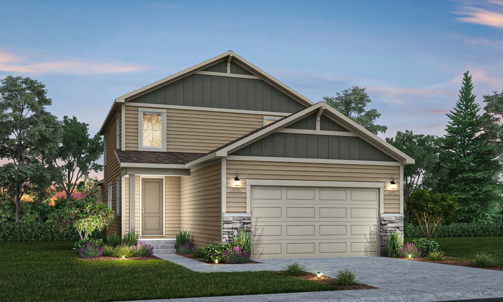 Front exterior of a new home in Trails at Aspen Ridge-3, Colorado Springs, CO, highlighting curb appeal (Image 6).