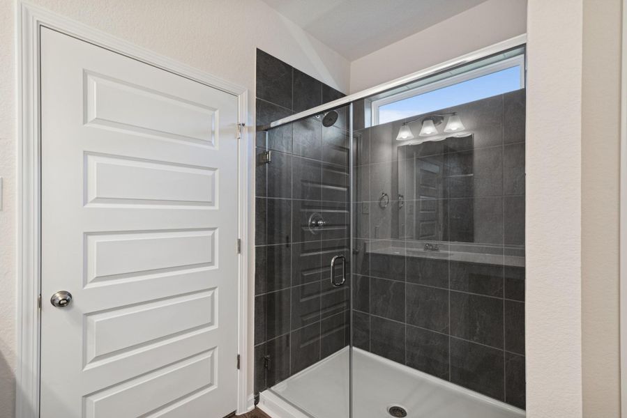 The Crawford- Primary Bath with Walk-In Shower. Sample image for illustration; upgrades, options, and colors may vary. The Crawford- Primary Bath with Walk-In Shower. Sample image for illustration; upgrades, options, and colors may vary.