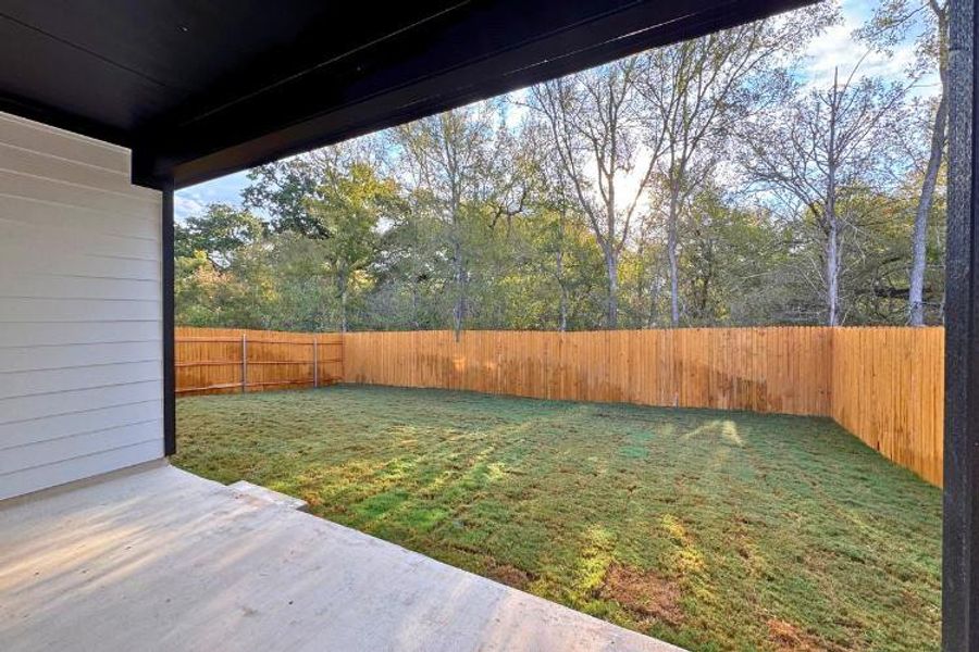 Exterior details and patio area of a home in The Overlook at Trinity Ranch, Elgin (Image 2). Exterior details and patio area of a home in The Overlook at Trinity Ranch, Elgin (Image 2).