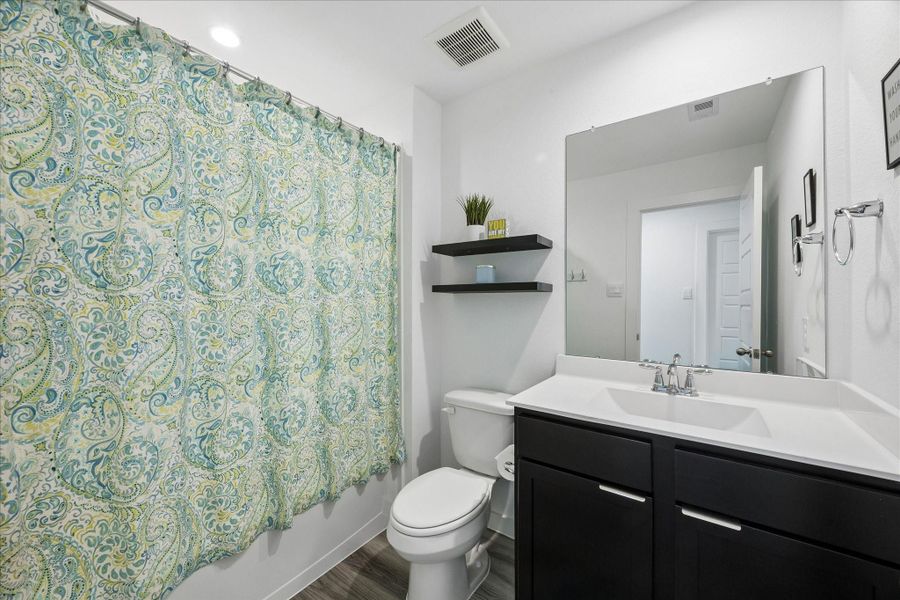 Hall bath upstairs with a tub. Hall bath upstairs with a tub.