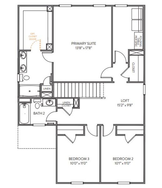2D floor plan layout for the TA1800 by True Homes in Morrow Brook, Albemarle, NC (Image 6).