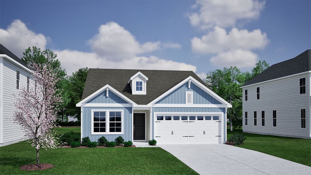 Representative exterior photo of a completed home built from the Lawrence - Genesis Value Collection by Mungo Homes in Fairway Woods at Wyboo, Manning, SC (Image 23).