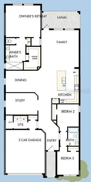 2D floor plan layout of this home in Waterset Tradition Series, Apollo Beach, FL (Image 3).
