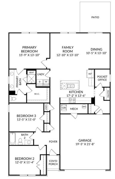 2D floor plan layout for the The Dalton by Stanley Martin Homes in Trestle Ridge at Brunswick Forest, Leland, NC (Image 3). 2D floor plan layout for the The Dalton by Stanley Martin Homes in Trestle Ridge at Brunswick Forest, Leland, NC (Image 3).