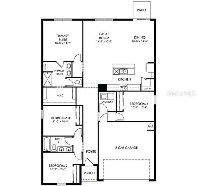 2D floor plan layout of this home in Benton Hills - Classic Series, Brooksville, FL (Image 2). 2D floor plan layout of this home in Benton Hills - Classic Series, Brooksville, FL (Image 2).