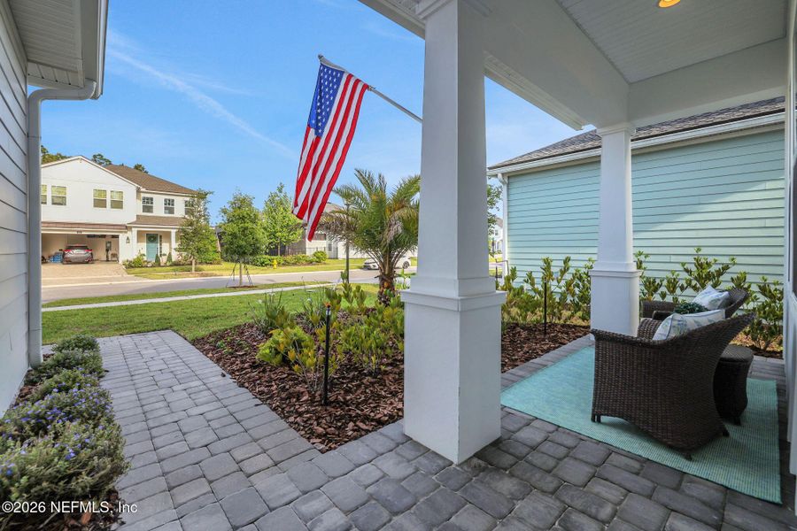 Exterior details and patio area of a home in Settler's Landing at Nocatee, Ponte Vedra (Image 40).