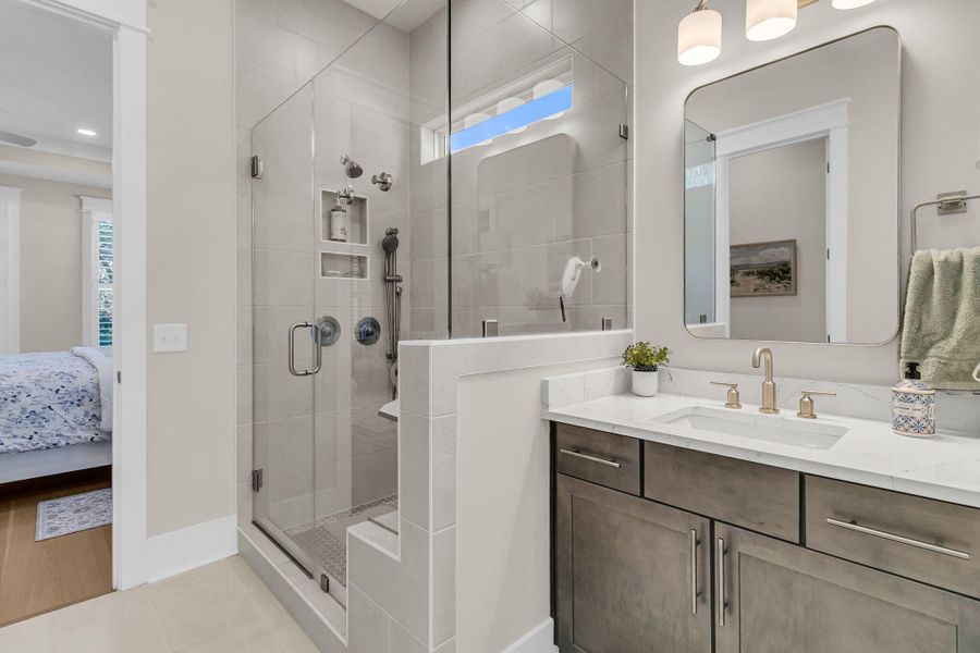 Furnished interior view inside a new home in Overlook at Copahee Sound, Awendaw (Image 16). Furnished interior view inside a new home in Overlook at Copahee Sound, Awendaw (Image 16).