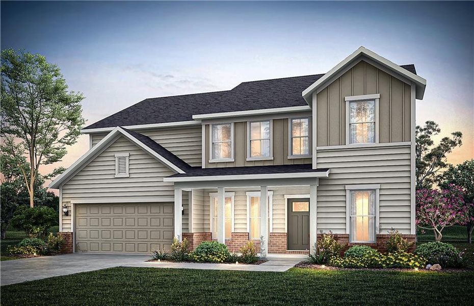 Front exterior of a new home in Hamilton Place, Cartersville, GA, highlighting curb appeal (Image 2).