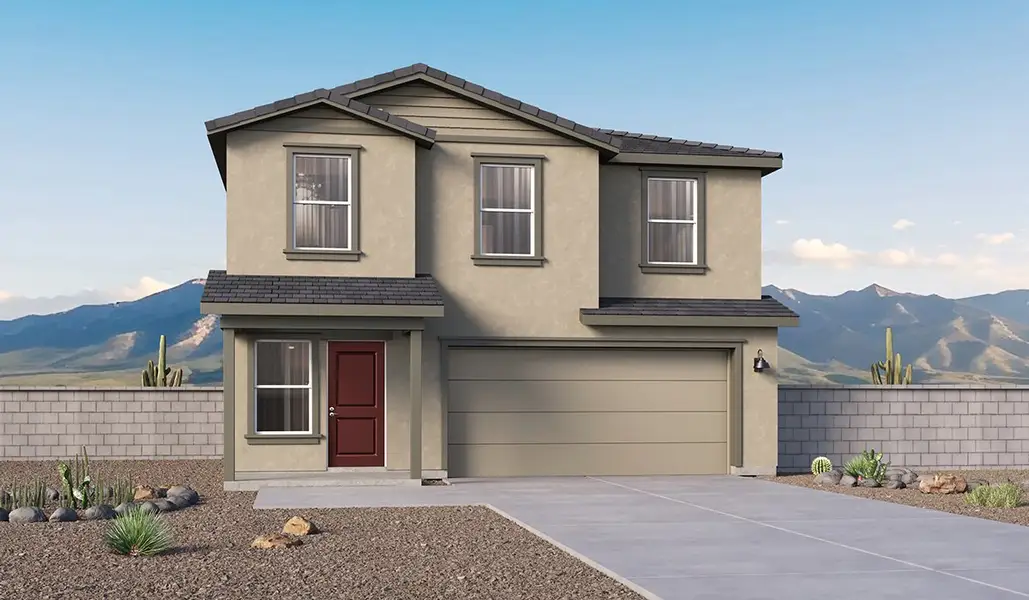 Representative exterior photo of a completed home built from the Kleindale - C30K by D.R. Horton in The Oasis at Rocking K, Vail, AZ (Image 2). Representative exterior photo of a completed home built from the Kleindale - C30K by D.R. Horton in The Oasis at Rocking K, Vail, AZ (Image 2).