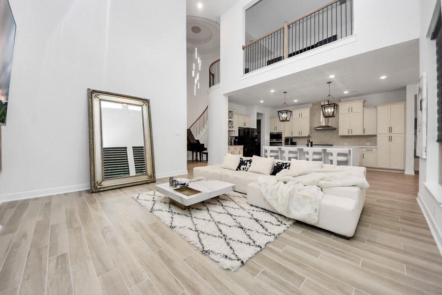 Open-concept kitchen and living room with seamless flow.