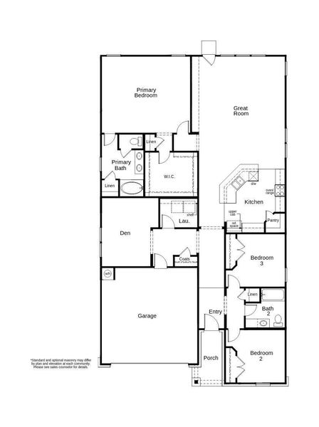 This floor plan features 3 bedrooms, 2 full baths, and over 2,100 square feet of living space.