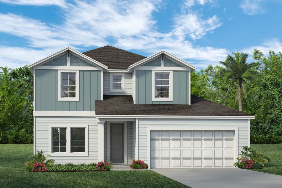 Representative exterior photo of a completed home built from the Summerland by Rockwell Homes in Grassmere, Zellwood, FL (Image 5). Representative exterior photo of a completed home built from the Summerland by Rockwell Homes in Grassmere, Zellwood, FL (Image 5).