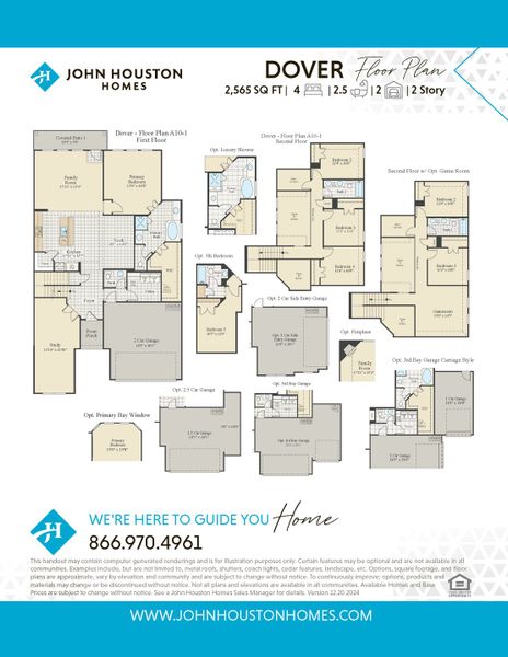 2D floor plan layout for the Dover by John Houston Homes in Ridgepoint - Phase 1, Midlothian, TX (Image 3).
