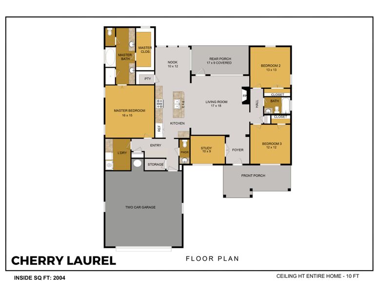 2D floor plan layout for the Cherry Laurel by Trinity Classic Homes in Zion Trails, Poolville, TX (Image 3). 2D floor plan layout for the Cherry Laurel by Trinity Classic Homes in Zion Trails, Poolville, TX (Image 3).