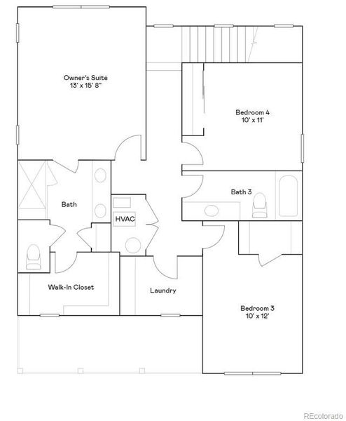 2D floor plan layout of this home in Parterre: The Skyline Collection, Thornton, CO (Image 4).