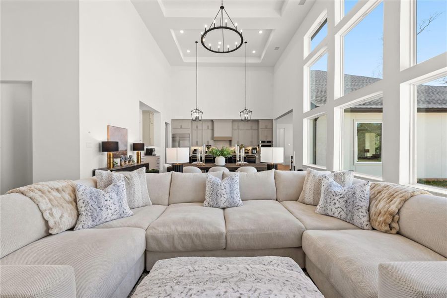 Spacious living area accommodating multi seating sections