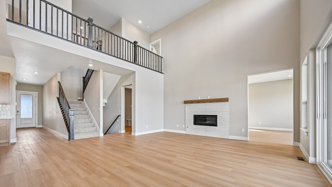 Fireplace adds warmth and character to this welcoming great room