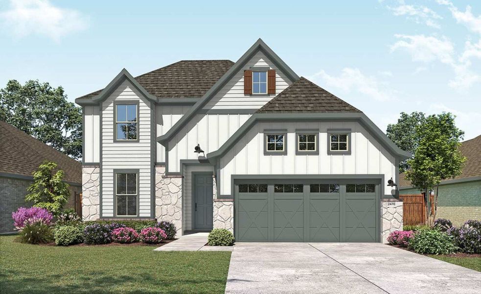 2D floor plan layout for the Hickory by DRB Homes in Meyer Ranch – Premier, New Braunfels, TX (Image 21).