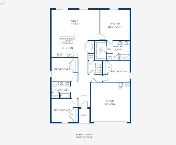 2D floor plan layout for the Magnolia by Maronda Homes in Palm Coast, Palm Coast, FL (Image 2).