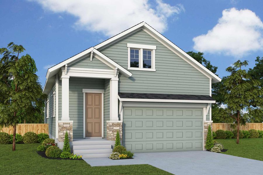 Front exterior of a home in the Revel Crossing at Wolf Ranch - The Panorama Collection community, located in Colorado Springs, CO (Image 15).
