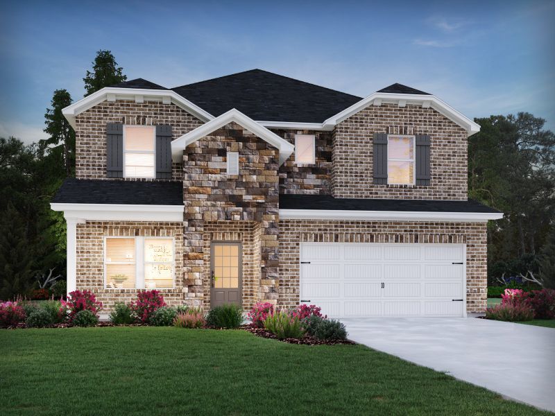 Representative exterior photo of a completed home built from the Johnson by Meritage Homes in Harmony Manor, Fairburn, GA (Image 19).