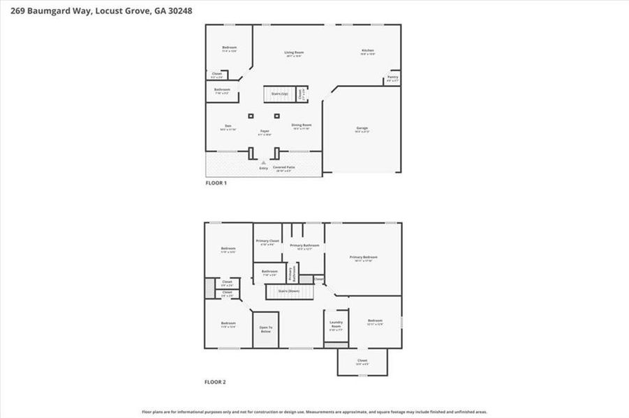 2D floor plan layout of this home in Nine Oaks, Locust Grove, GA (Image 7).
