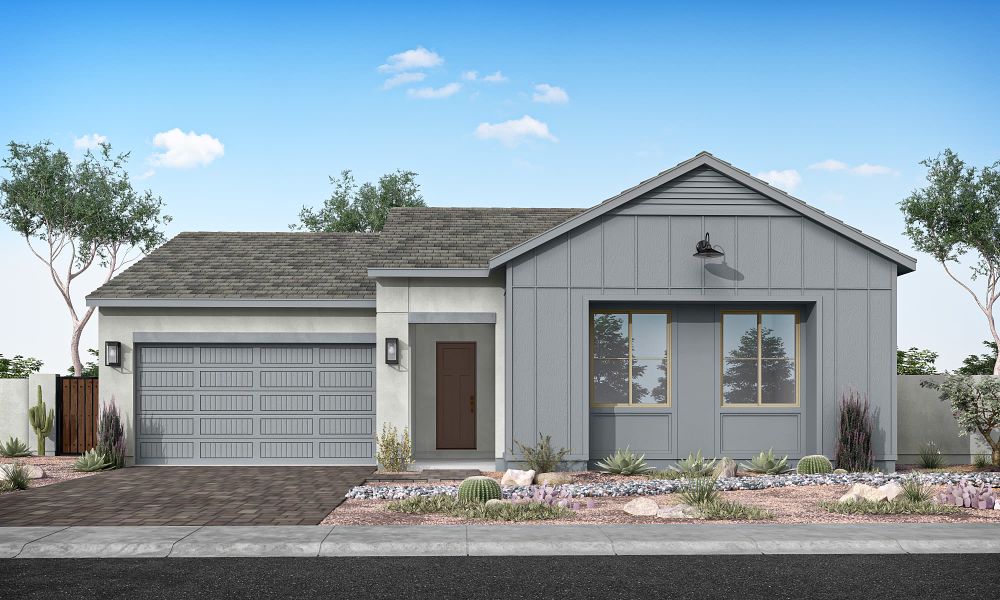 Representative exterior photo of a completed home built from the Holly Plan 5007 by Tri Pointe Homes in Soleo, San Tan Valley, AZ (Image 1). Representative exterior photo of a completed home built from the Holly Plan 5007 by Tri Pointe Homes in Soleo, San Tan Valley, AZ (Image 1).