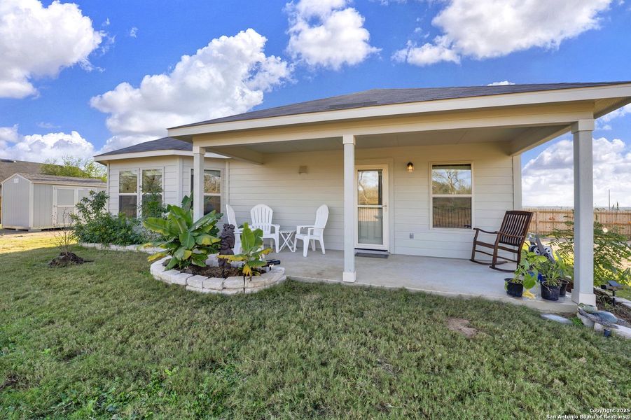 Front exterior of a new home in Chaparral Ranch, Floresville, TX, highlighting curb appeal (Image 27).