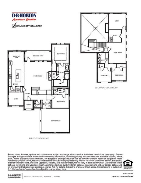 2D floor plan layout for the Olton by D.R. Horton in Peachtree Meadows, Rockwall, TX (Image 3).