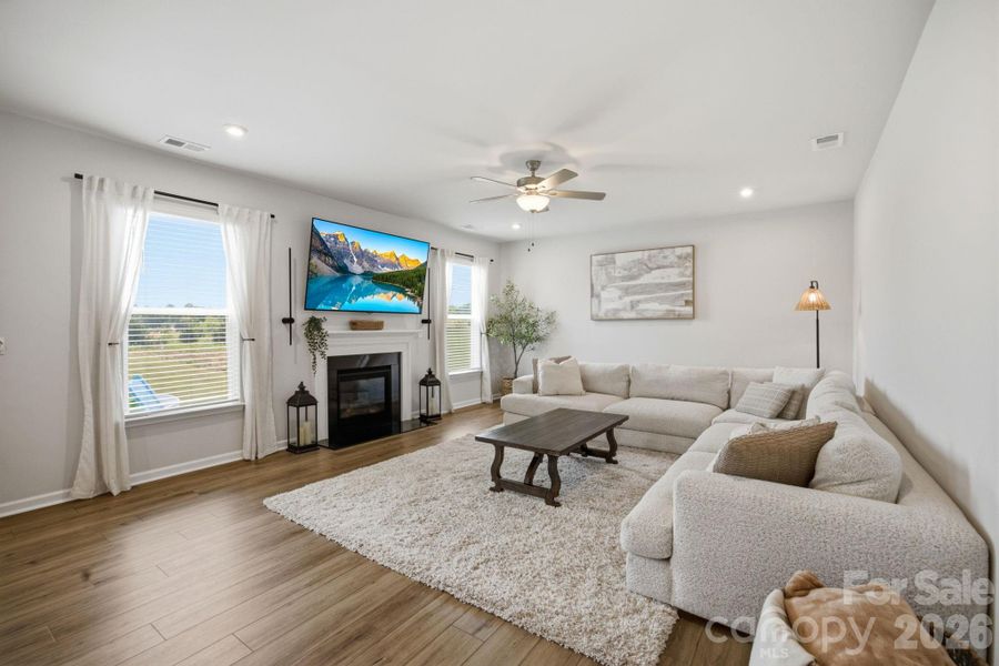 Cozy family room with gas fireplace