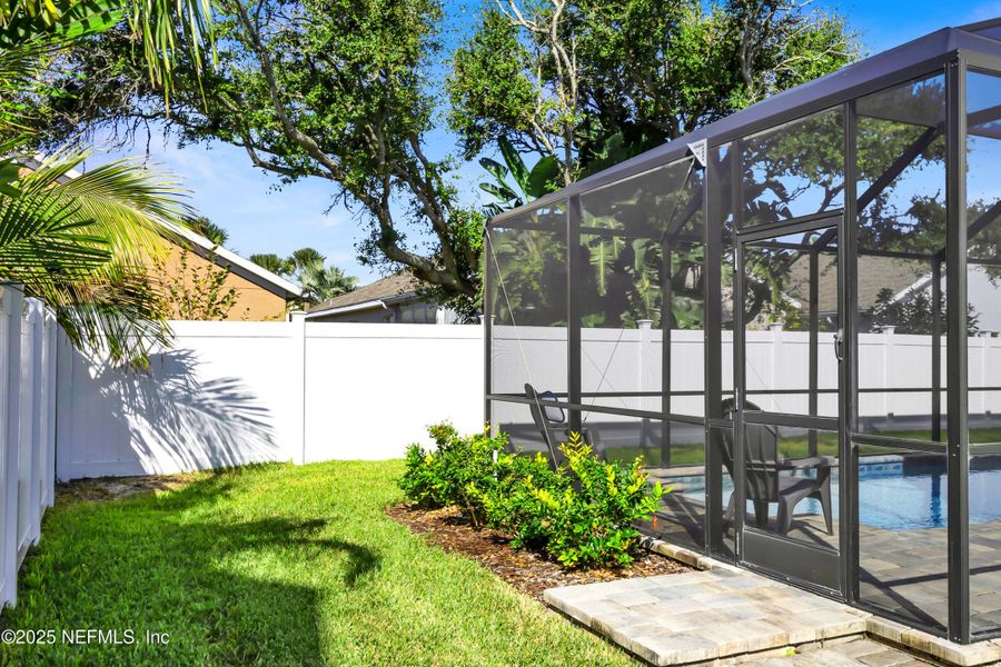 Exterior details and patio area of a home in Seaside Vista, St. Augustine (Image 32). Exterior details and patio area of a home in Seaside Vista, St. Augustine (Image 32).