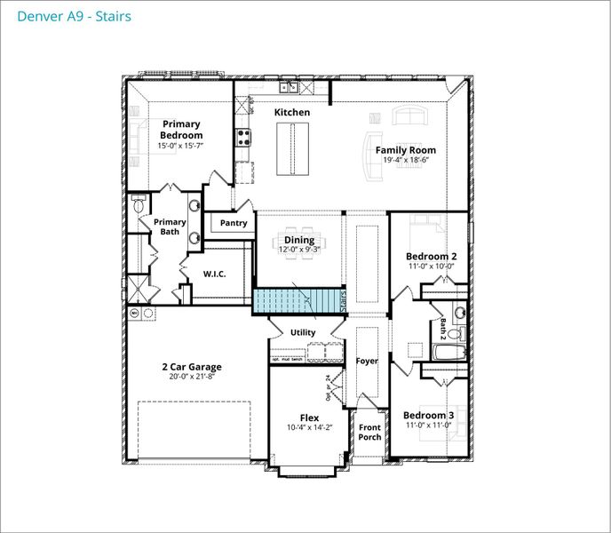2D floor plan layout for the Denver by John Houston Homes in The Retreat, Waxahachie, TX (Image 6). 2D floor plan layout for the Denver by John Houston Homes in The Retreat, Waxahachie, TX (Image 6).