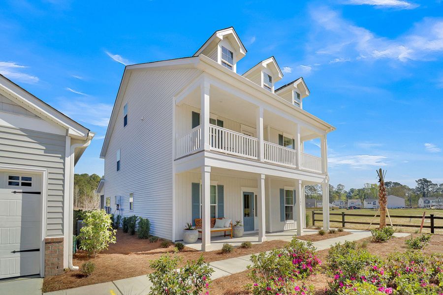 Exterior details and patio area of a home in Six Oaks, Summerville (Image 3).