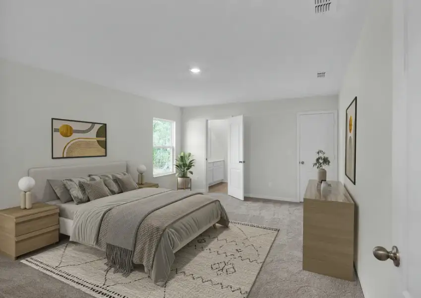 Rest and relaxation await in the master bedroom