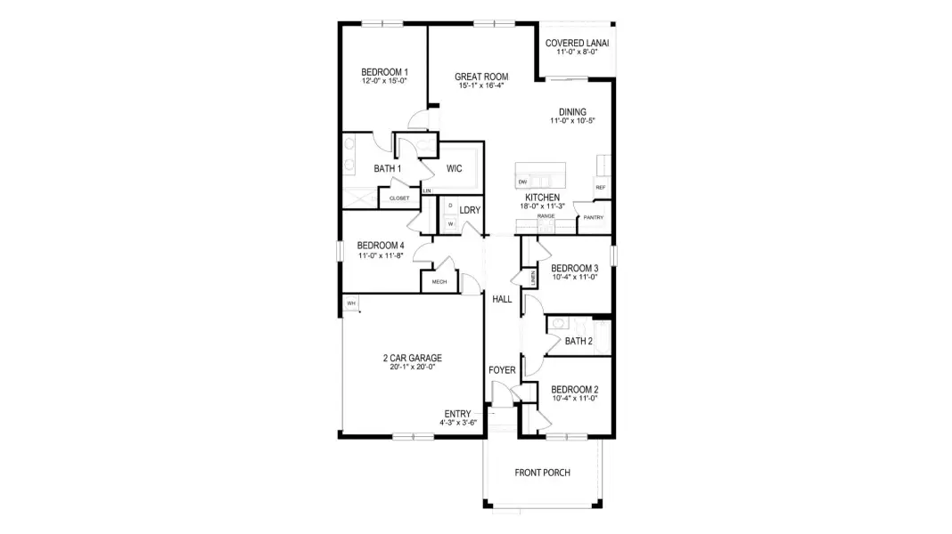 2D floor plan layout for the Cali by D.R. Horton in Pinellas County Spot Lots, Pinellas Park, FL (Image 4).