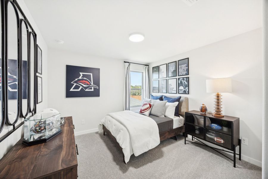 Bedroom in a Belmont Magnolia Model Home in Aubrey TX by Trophy Signature Homes