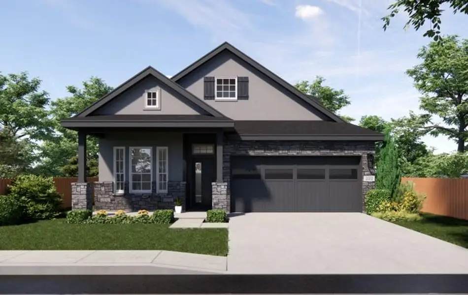 View of front of house with stone siding, stucco siding, and concrete driveway View of front of house with stone siding, stucco siding, and concrete driveway